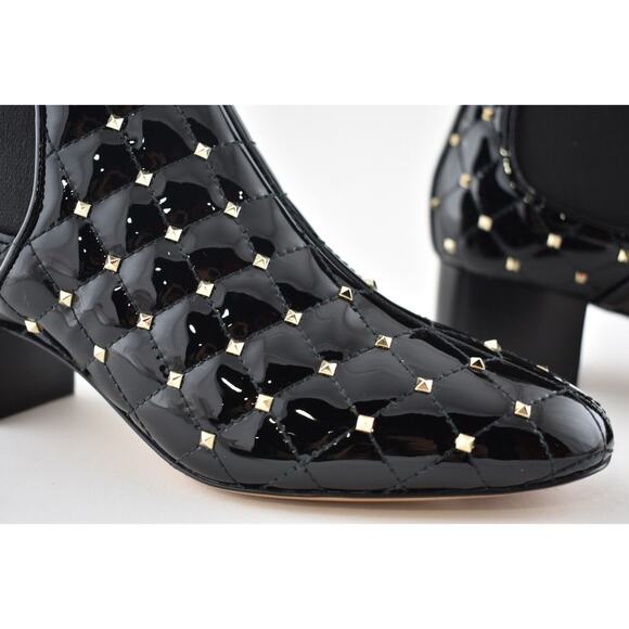 Valentino Rockstud Chelsea Spike Black Patent Stud Heel Short Ankle Bootie 37 - Picture 5 of 12